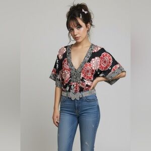 Vintage Jonathan Martin Y2K satin babydoll kimono tunic size L